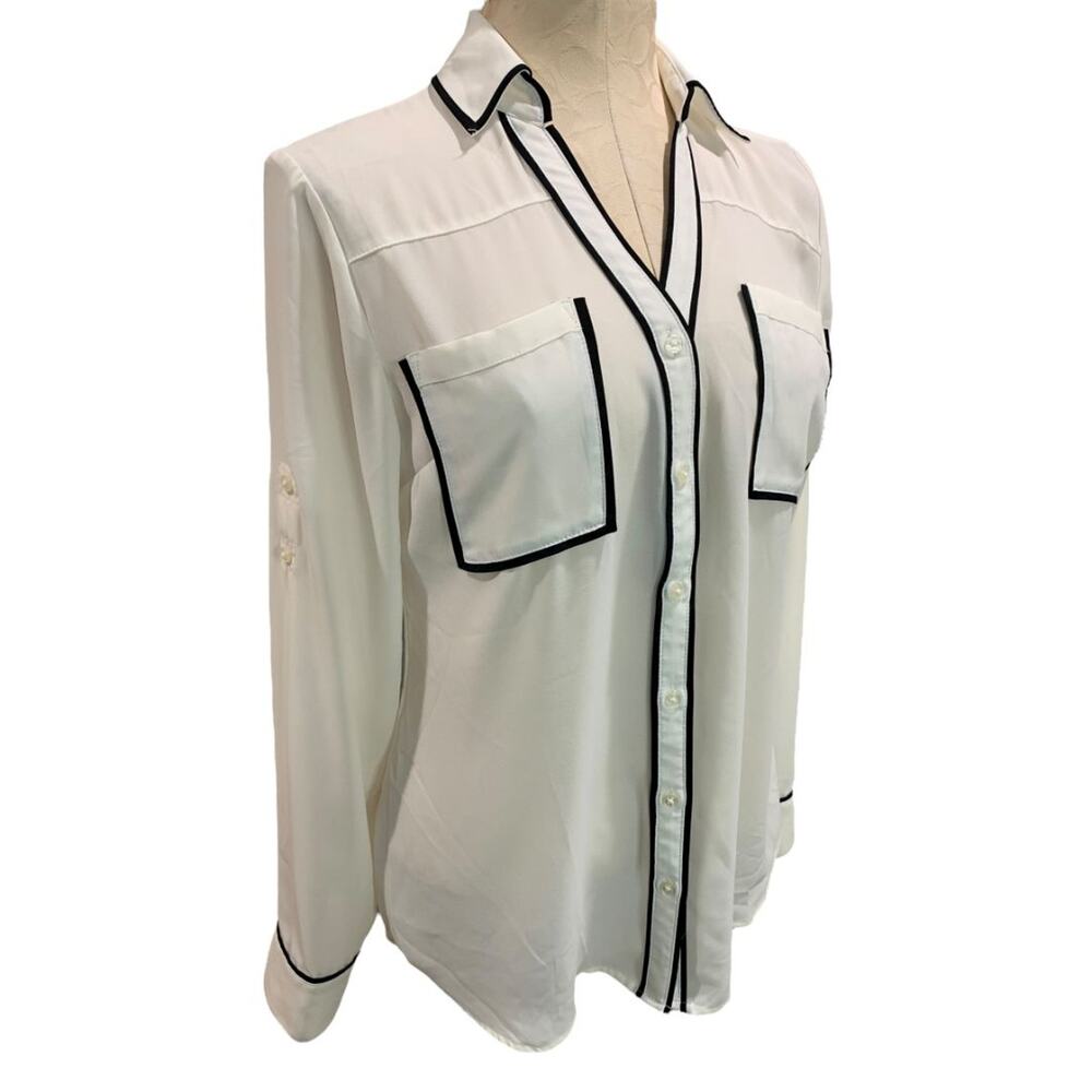Size Medium Express Womens The Portofino Shirt Sheer‎ Ivory Blouse